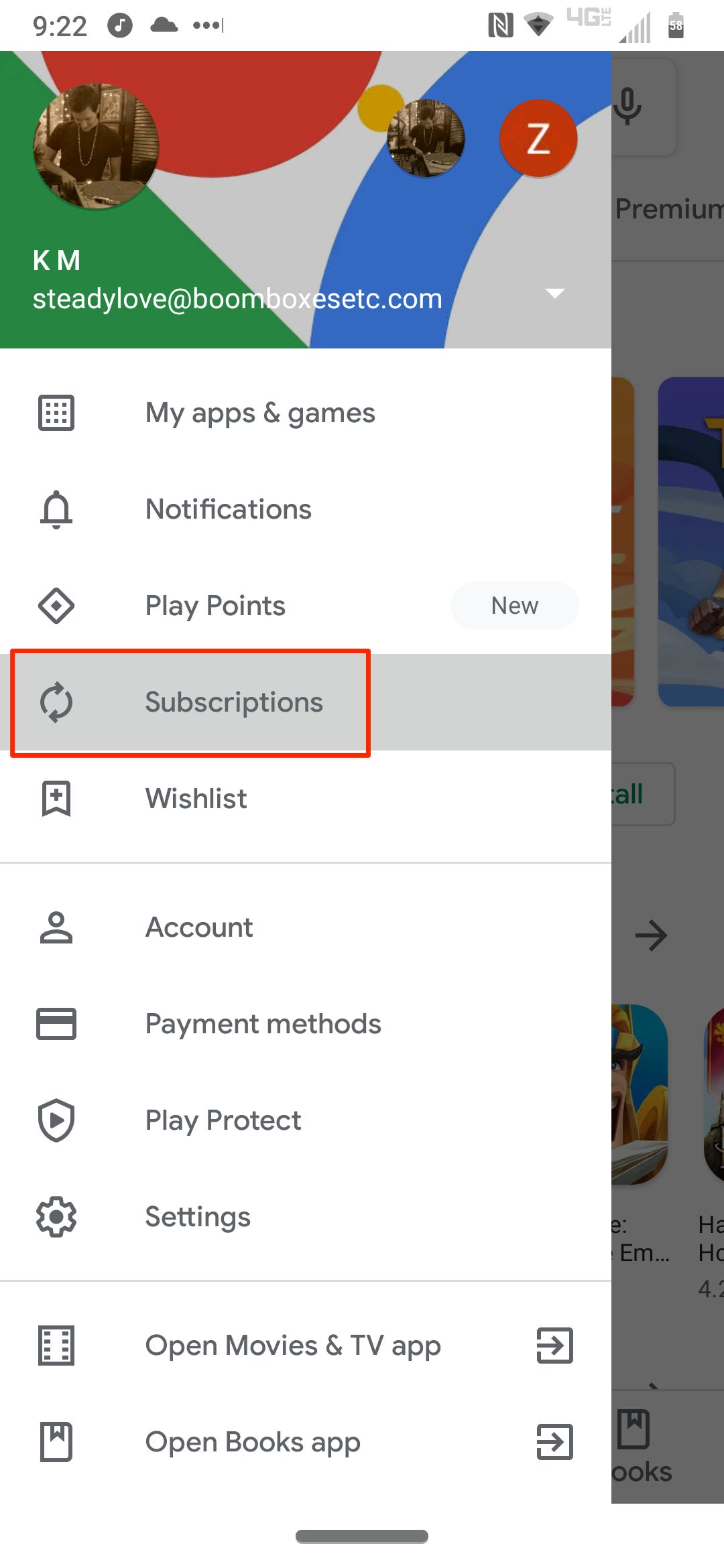 subscription on playstore